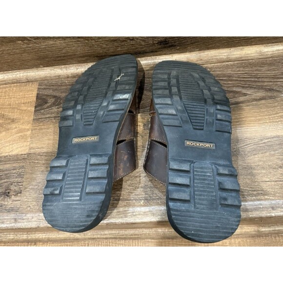 MENS ROCKPORT BRAND - LEATHER SANDALS/SLIDES * SIZE 14 - Picture 7 of 7